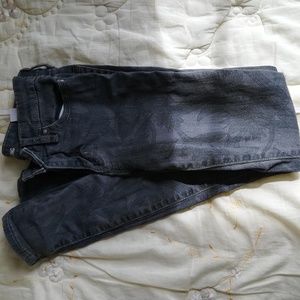 Gray Floral Patterned Jeans